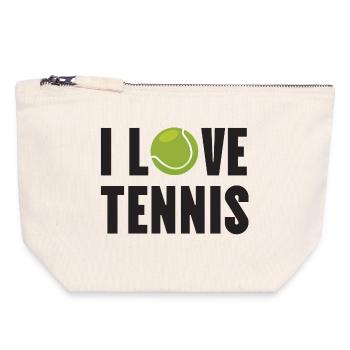 J’adore le tennis - Pochette zippée en toile 18 x 19 cm - blanc naturel - Devant
