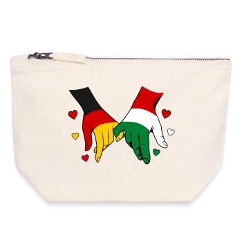 Deutschland Ungarn Flagge Händehalten - Canvas Reißverschluss-Täschchen (18 x 19 cm) - Naturweiß - Vorne
