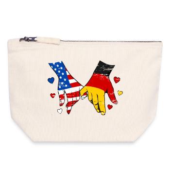 USA Deutschland Flaggen Händehalten used - Canvas Reißverschluss-Täschchen (18 x 19 cm) - Naturweiß - Vorne