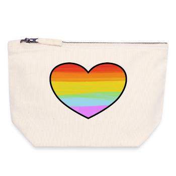 Rainbow Pride Heart - Canvas Zip Pouch 18 x 19 cm - nature - Front