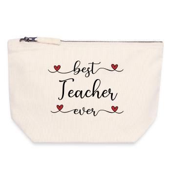 Bester Lehrer - Canvas Reißverschluss-Täschchen (18 x 19 cm) - Naturweiß - Vorne