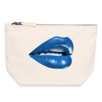     Bold Blue Lips Graphic - Canvas Zip Pouch 18 x 19 cm - nature - Front