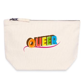 Queer Typo pour le mois des fiertés Égalité des droits LGBTQ - Pochette zippée en toile 18 x 19 cm - blanc naturel - Devant