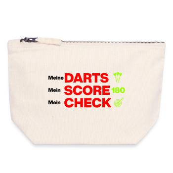 Mes fléchettes, mon score, mon chèque - Pochette zippée en toile 18 x 19 cm - blanc naturel - Devant