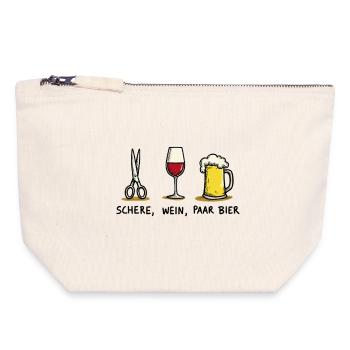 Schere Wein Paar Bier Lustiges Party Wortspiel - Canvas Reißverschluss-Täschchen (18 x 19 cm) - Naturweiß - Vorne