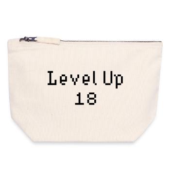 Level Up - 18e anniversaire - Pochette zippée en toile 18 x 19 cm - blanc naturel - Devant