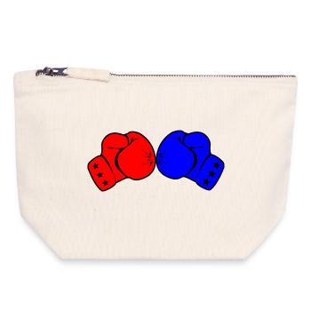 Two boxing gloves red and blue - Canvas Zip Pouch 18 x 19 cm - nature - Front