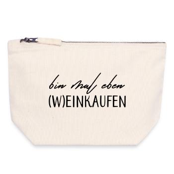 Bin mal eben (W)einkaufen! - Canvas Reißverschluss-Täschchen (18 x 19 cm) - Naturweiß - Vorne