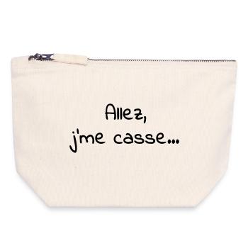 Allez_jme_casse - Pochette zippée en toile 18 x 19 cm - blanc naturel - Devant