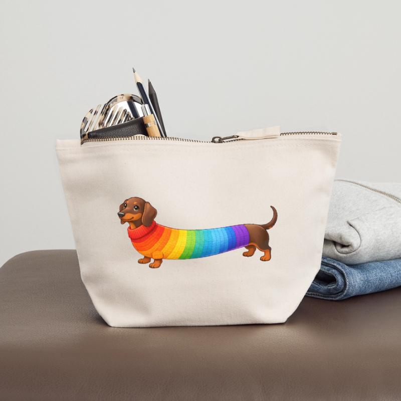 Dackel mit Regenbogen Pullover  Canvas Reißverschluss-Täschchen (18 x 19 cm)