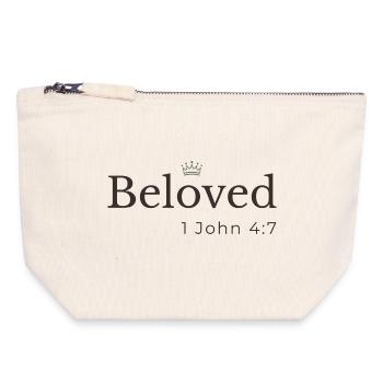 Beloved Christian | 1John 4:7 | Crown Design - Canvas Zip Pouch 18 x 19 cm - nature - Front