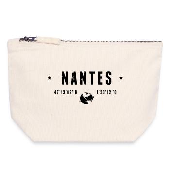 Nantes France Coordonnées Gps Globe - Pochette zippée en toile 18 x 19 cm - blanc naturel - Devant