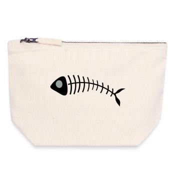 Stilisierte Fischgräten Illustration - Canvas Reißverschluss-Täschchen (18 x 19 cm) - Naturweiß - Vorne