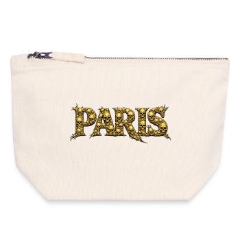 Police de CRÂNE de PARIS - Pochette zippée en toile 18 x 19 cm - blanc naturel - Devant