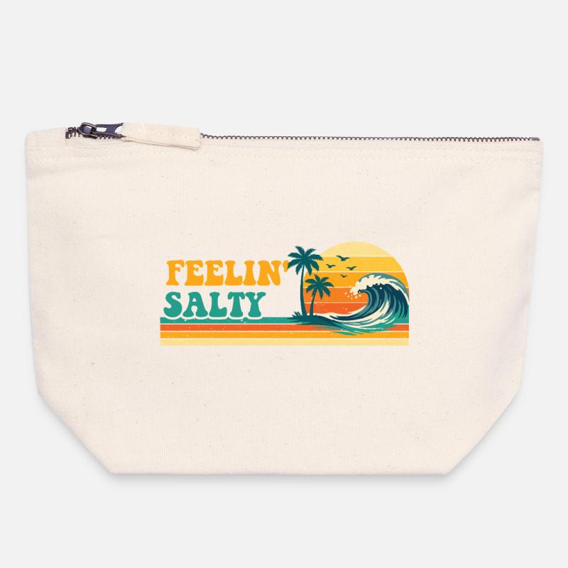 Feelin' Salty Retro Spring Break Cruise Vacation - Canvas Zip Pouch 18 x 19 cm - nature