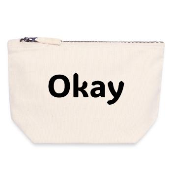 Ok, chemise statement minimalistisches design - Pochette zippée en toile 18 x 19 cm - blanc naturel - Devant