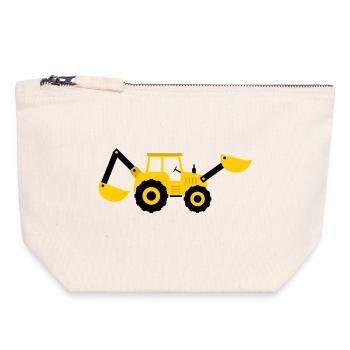 Excavatrice - Pochette zippée en toile 18 x 19 cm - blanc naturel - Devant