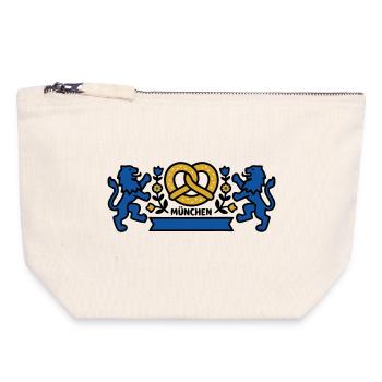 München Wappen Bayern Löwen Brezel Biergarten - Canvas Reißverschluss-Täschchen (18 x 19 cm) - Naturweiß - Vorne