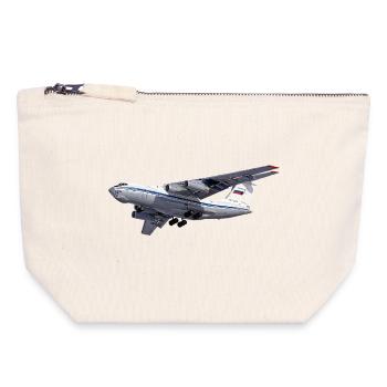 Avion-cargo IL-76 - Pochette zippée en toile 18 x 19 cm - blanc naturel - Devant