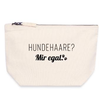Hundehaare? Mir egal. Spruch für Hundemenschen - Canvas Reißverschluss-Täschchen (18 x 19 cm) - Naturweiß - Vorne