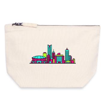 Saitama City Skyline Super Arena Linienkunst - Canvas Reißverschluss-Täschchen (18 x 19 cm) - Naturweiß - Vorne