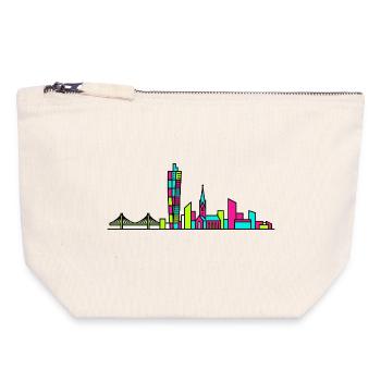 Silhouette de la ville de Malmö Tournant Torse Art moderne - Pochette zippée en toile 18 x 19 cm - blanc naturel - Devant