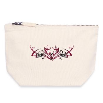 Filigranes Tribal mit Edelstein, rot - Canvas Reißverschluss-Täschchen (18 x 19 cm) - Naturweiß - Vorne
