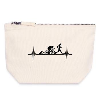 Herzschlag Sport Triathlon - Canvas Reißverschluss-Täschchen (18 x 19 cm) - Naturweiß - Vorne