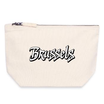 Stilvolles Brussels Schriftzug Design - Canvas Reißverschluss-Täschchen (18 x 19 cm) - Naturweiß - Vorne