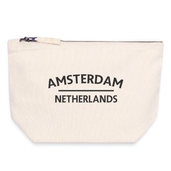 Amsterdam – Niederländisches Textdesign - Canvas Reißverschluss-Täschchen (18 x 19 cm) - Naturweiß - Vorne