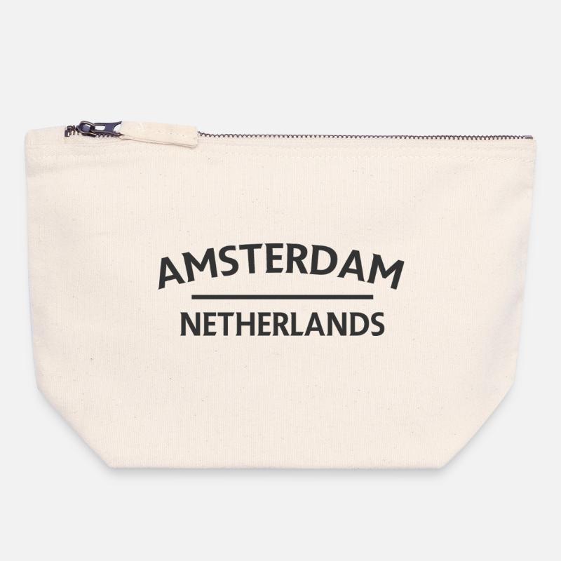 Amsterdam – Niederländisches Textdesign - Canvas Reißverschluss-Täschchen (18 x 19 cm) - Naturweiß
