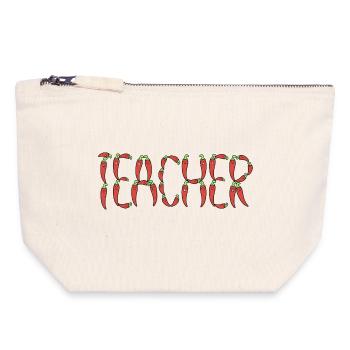 Professeur de chili - Pochette zippée en toile 18 x 19 cm - blanc naturel - Devant