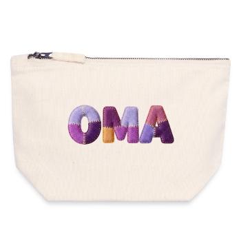 Grand-mère Patchwork Letters : Tendance majeure - Pochette zippée en toile 18 x 19 cm - blanc naturel - Devant