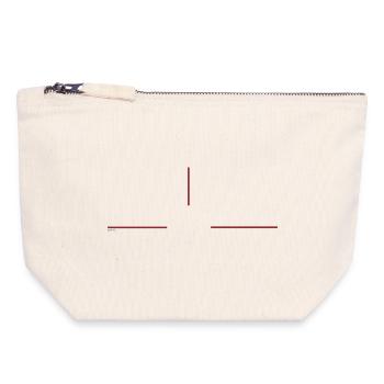Graphique minimaliste à la ligne rouge - Pochette zippée en toile 18 x 19 cm - blanc naturel - Devant