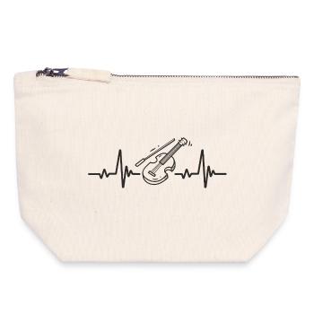 Violin Classical Music Rhythm Instrument Heart - Canvas Zip Pouch 18 x 19 cm - nature - Front