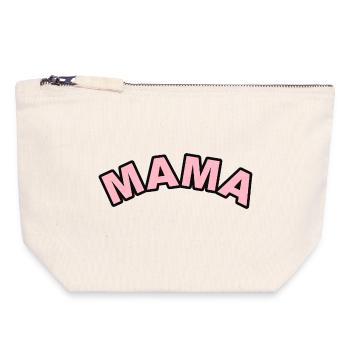 Mama Pink Floral Schriftzug - Canvas Reißverschluss-Täschchen (18 x 19 cm) - Naturweiß - Vorne