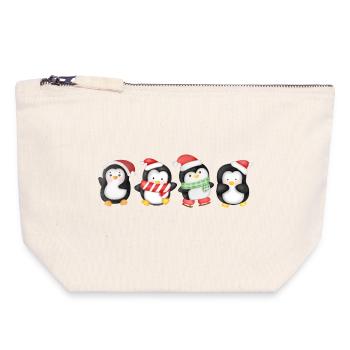 Lustige Pinguin Weihnachten - Canvas Reißverschluss-Täschchen (18 x 19 cm) - Naturweiß - Vorne
