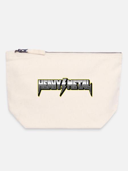 Heavy Metal 3D-Logo mit Blitz - Canvas Reißverschluss-Täschchen (18 x 19 cm) - Naturweiß
