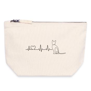 Cat Heartbeat – Conception des dessins au trait - Pochette zippée en toile 18 x 19 cm - blanc naturel - Devant