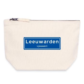 Leeuwarden Ortsschild - Canvas Reißverschluss-Täschchen (18 x 19 cm) - Naturweiß - Vorne