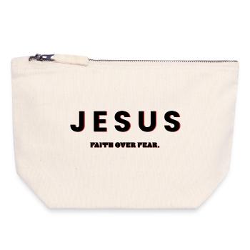 Jesus, Faith Over Fear - Christian Clothing - Canvas Zip Pouch 18 x 19 cm - nature - Front