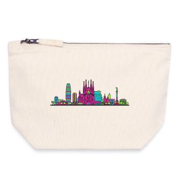Barcelona City Skyline Sagrada Familia Line Art - Canvas Zip Pouch 18 x 19 cm - nature - Front