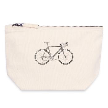 vélo de course - Pochette zippée en toile 18 x 19 cm - blanc naturel - Devant