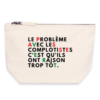 Le problème avec les complotistes - Pochette zippée en toile 18 x 19 cm - blanc naturel - Devant
