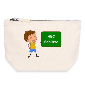 Einschulung ABC Schütze - Canvas Reißverschluss-Täschchen (18 x 19 cm) - Naturweiß - Vorne