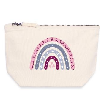Boho Regenbogen - Canvas Reißverschluss-Täschchen (18 x 19 cm) - Naturweiß - Vorne
