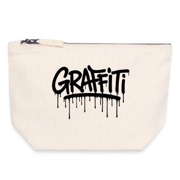 Graffiti tag noir  - Pochette zippée en toile 18 x 19 cm - blanc naturel - Devant