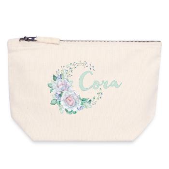 Für Cora - Canvas Reißverschluss-Täschchen (18 x 19 cm) - Naturweiß - Vorne