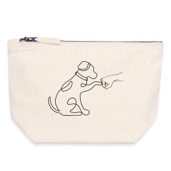 Hand Pointed Dog Minimalist Silhouette - Canvas Zip Pouch 18 x 19 cm - nature - Front