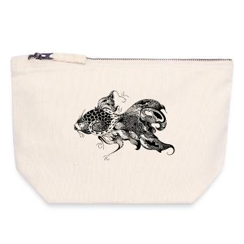 Poisson - Pochette zippée en toile 18 x 19 cm - blanc naturel - Devant